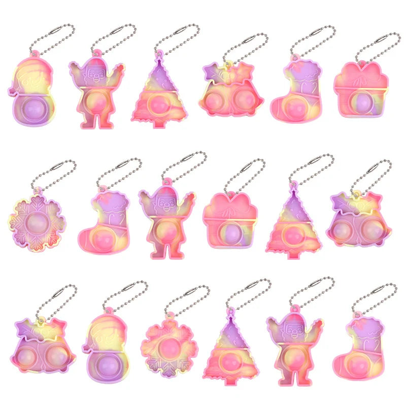 Christmas Pop Keychains Santa Snowflake Xmas Tree Ornaments Christmas Ornaments Babs B 30Pcs