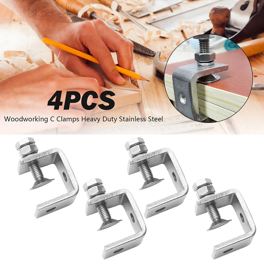 Stainless Steel C Clamps 1/2/4pcs – Woodworking & Welding C Clamp Set Babs 2pcs