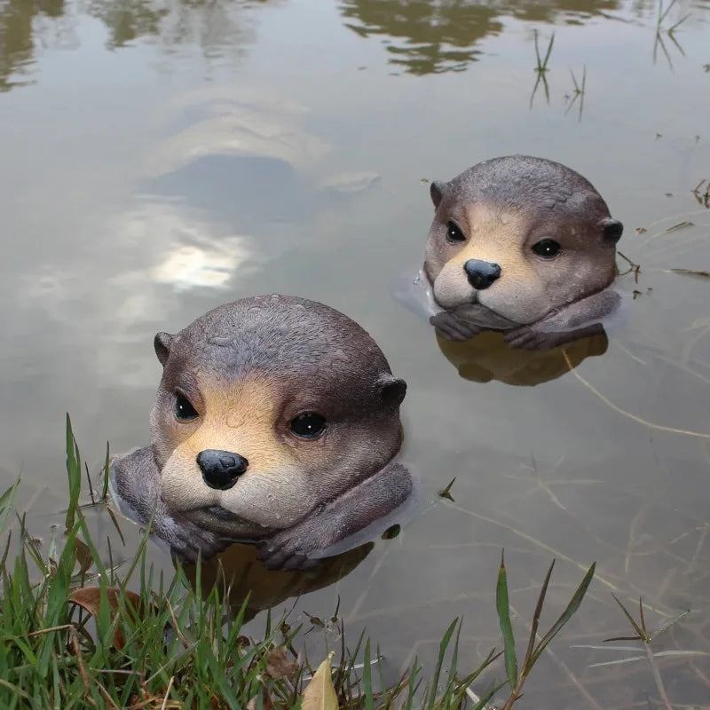 Floating Otter Head Resin Statue – Garden & Pond Ornament Garden Pond Statue Babs