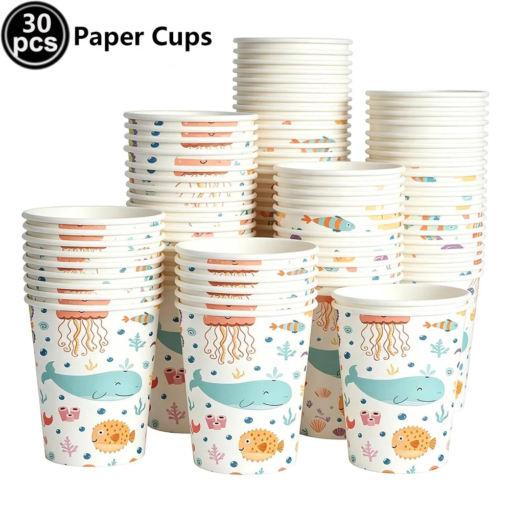 Ocean Animals Birthday Party Supplies Kit – Plates, Cups & More Party Supplies Kit Babs plum as show