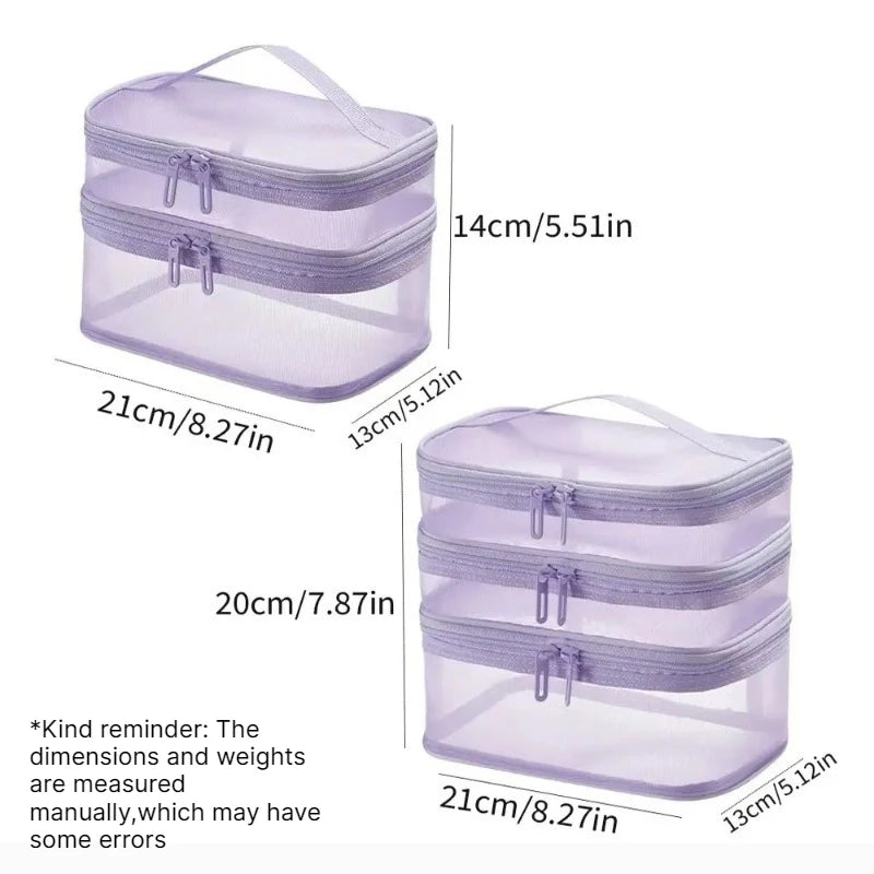 Large Capacity Transparent Mesh Travel Toiletry Makeup Bag Travel Toiletry Bag Babs