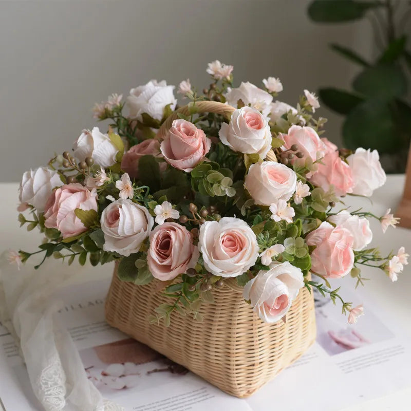 Silk Rose Artificial Bouquet – Wedding & Home Floral Decor Artificial Flower Bouquet Babs