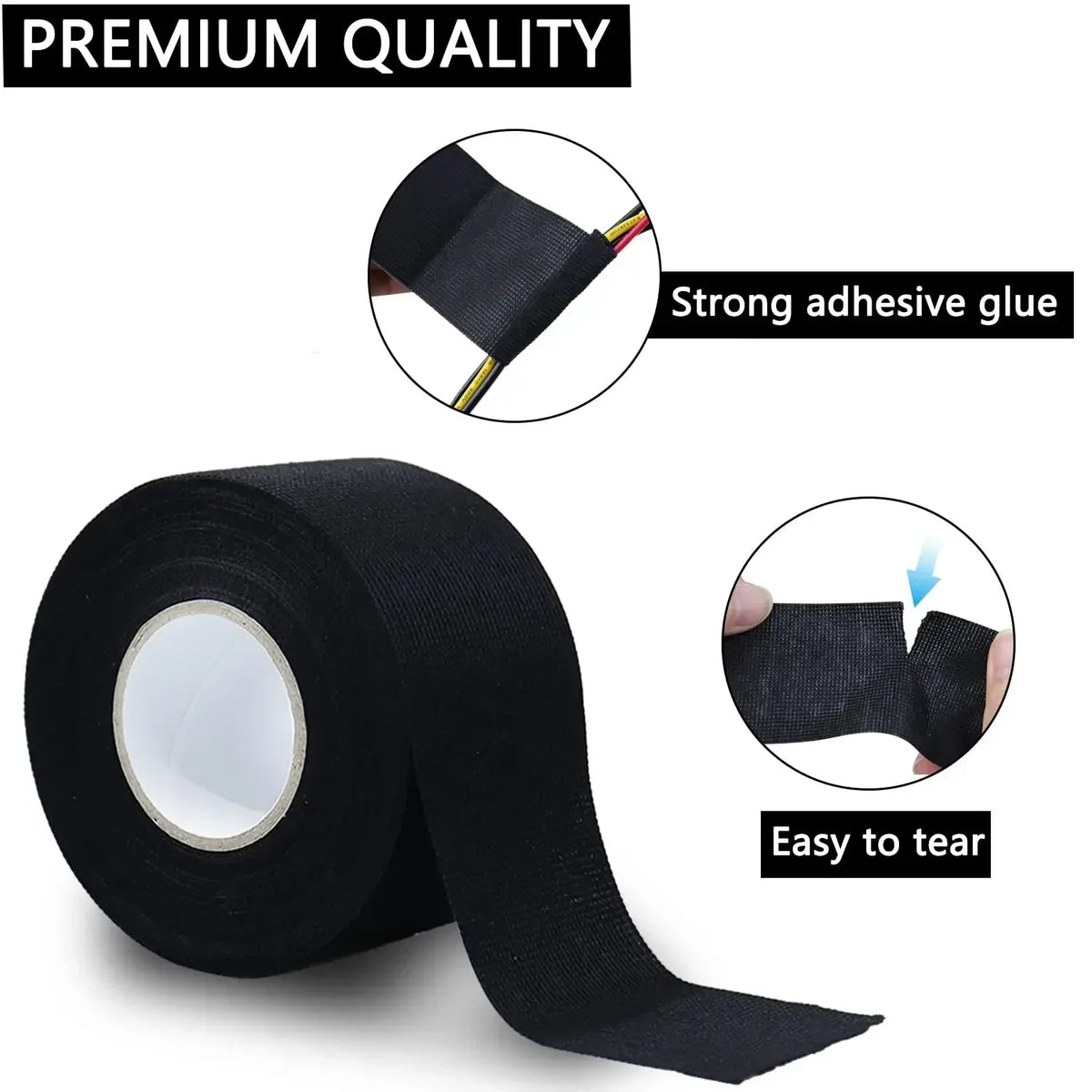 10M Fabric Electrical Tape – Heat-Resistant Auto Wiring Harness Wrap Electrical Harness Tape Babs