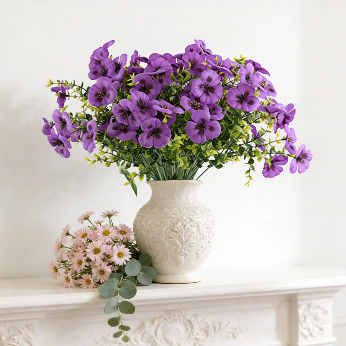 3 Bundles Artificial Silk Pansy Bouquet – Wedding & Home Décor Artificial Flower Bouquet Babs