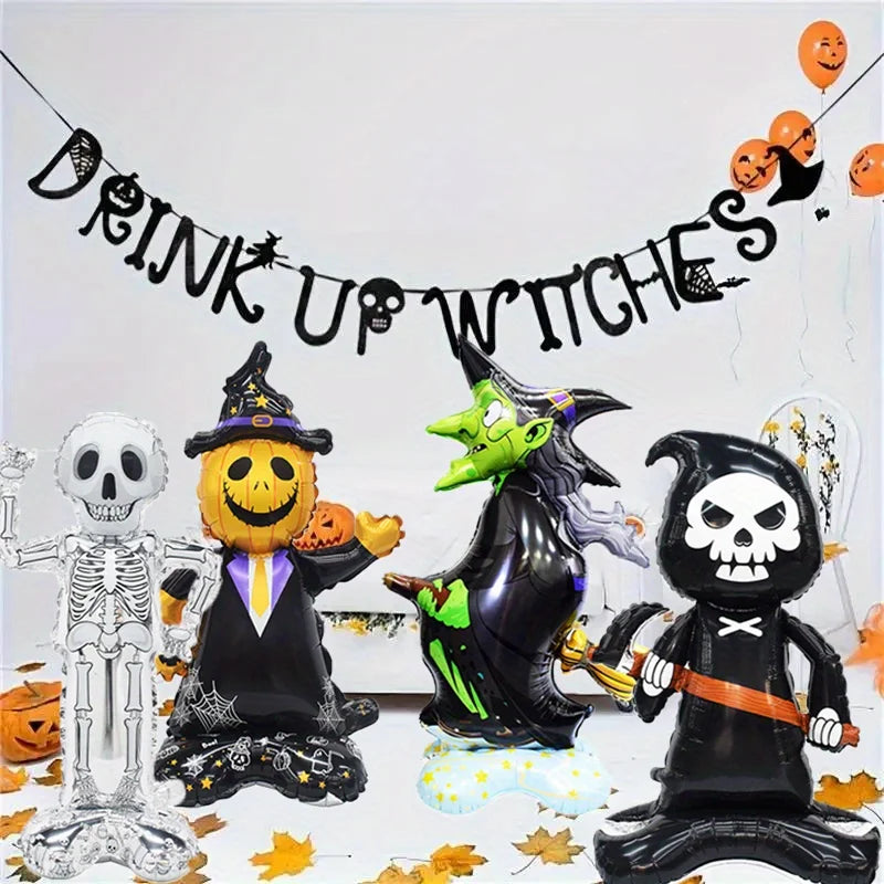 Halloween 4D Stand-Up Foil Balloon – Witch Pumpkin Dead Tree Halloween Party Balloon Babs