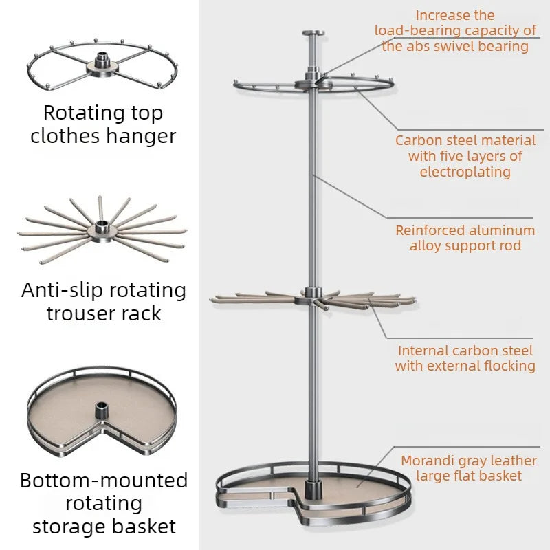 Rotating Coat Rack – Modern Aluminum Hanger Stand, 4 Hooks Rotating Coat Rack Babs