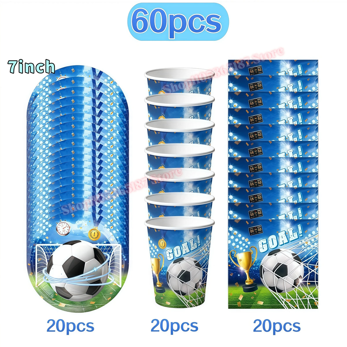 Soccer Football Birthday Party Decoration Set – Complete Kit Party Decoration Set Babs 60pcs 1 others