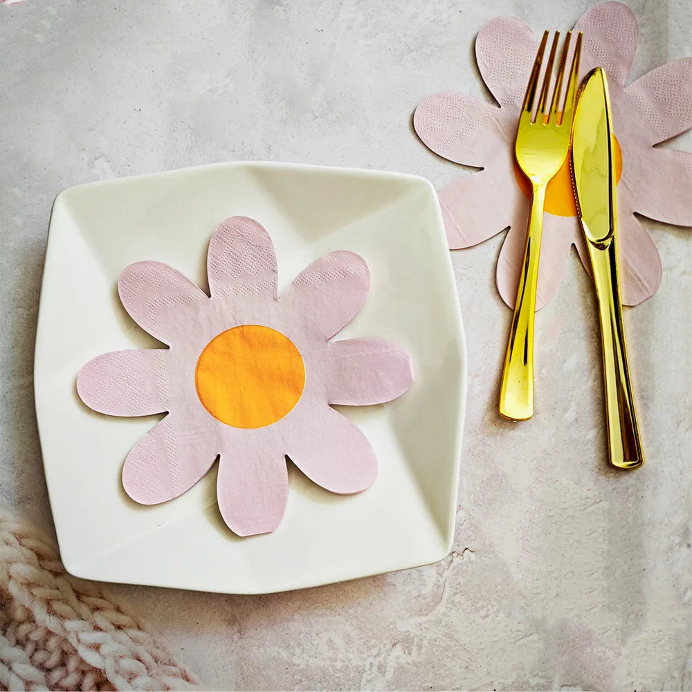 Flower Shaped Paper Napkins Daisy Lotus Blossom Party Decor Decorative Paper Napkins Babs Dark Khaki 80pcs