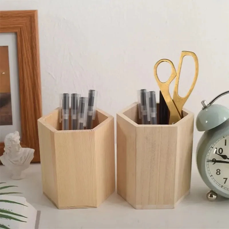 Wooden Desktop Pen Holder – INS Style Large Capacity Organizer Desktop Pen Organizer Babs