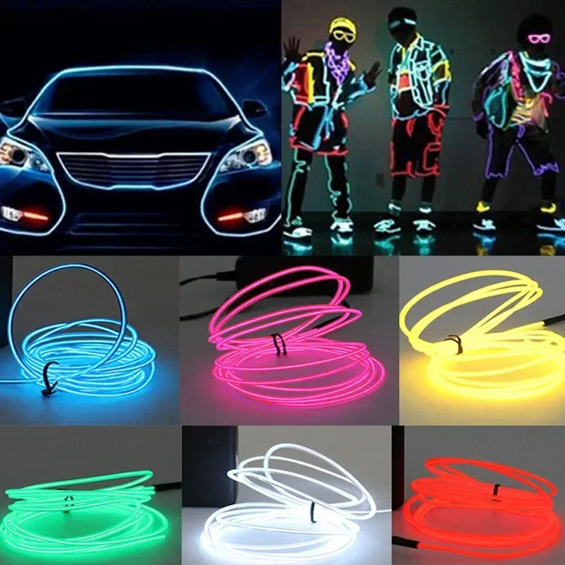 EL Wire Neon LED Glow Cable – DIY Costume, Car & Party Decor EL Wire Glow Cable Babs