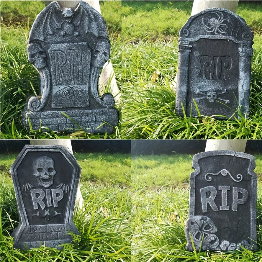 4-Pack Realistic Halloween Tombstone Decorations for Yard Halloween Yard Decor Babs 4pcs