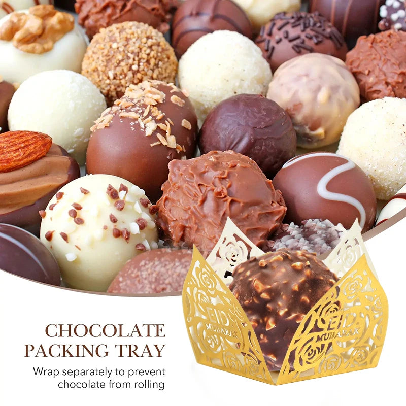 Eid Mubarak Chocolate Wrappers & Mini Baking Cups 10-50Pcs Party Treat Packaging Babs
