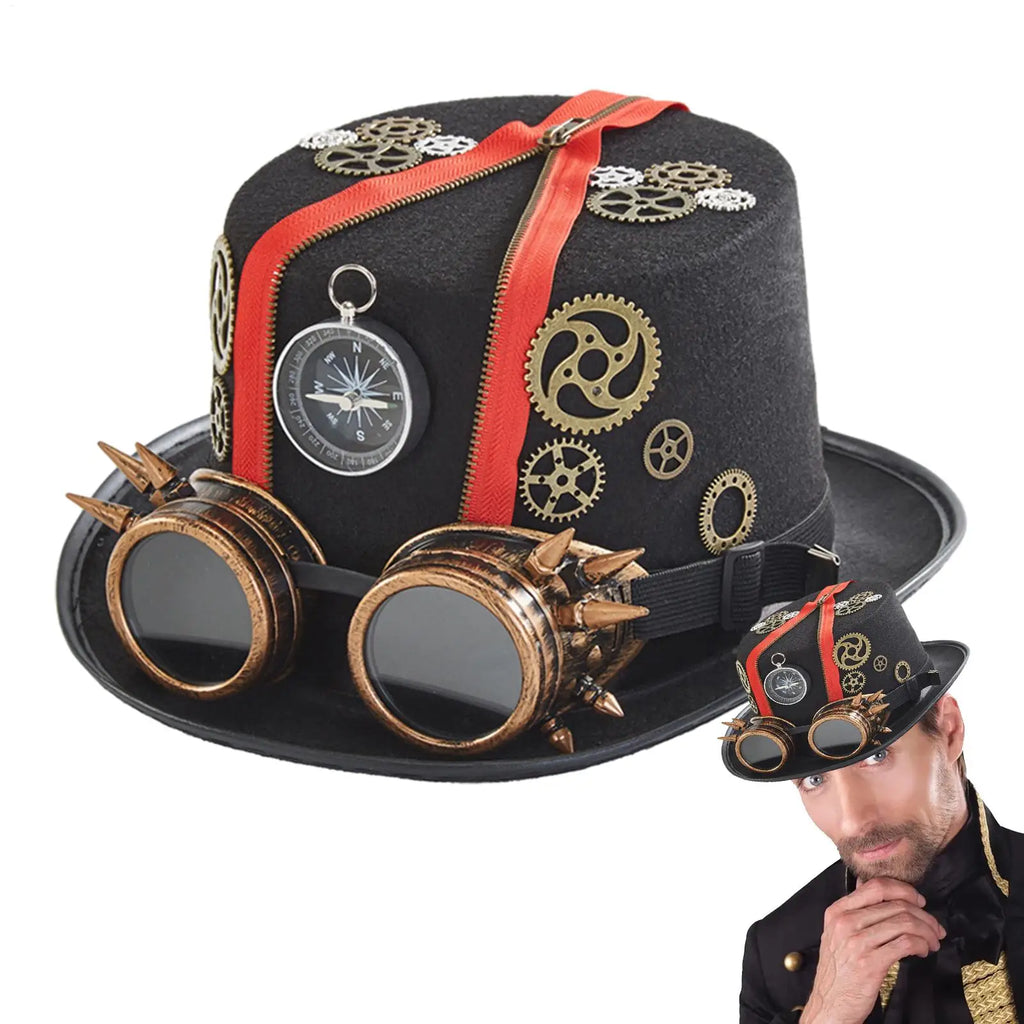 Steampunk Gothic Top Hat – Victorian Gears & Goggles Costume Costume Top Hat Babs