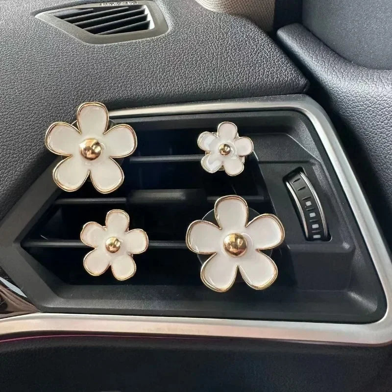 4-Pack Flower Car Vent Aromatherapy Clips | Car Air Freshener Car Vent Air Freshener Babs White