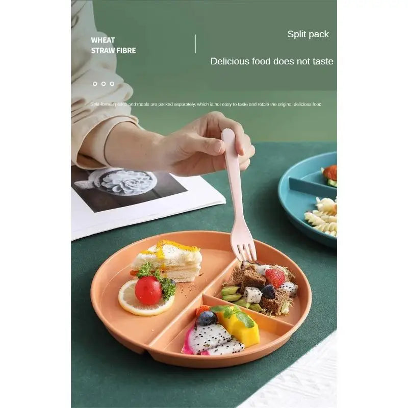 Wheat Straw 3-Compartment Divided Plate | Microwave Safe Divided Dinner Plate Babs