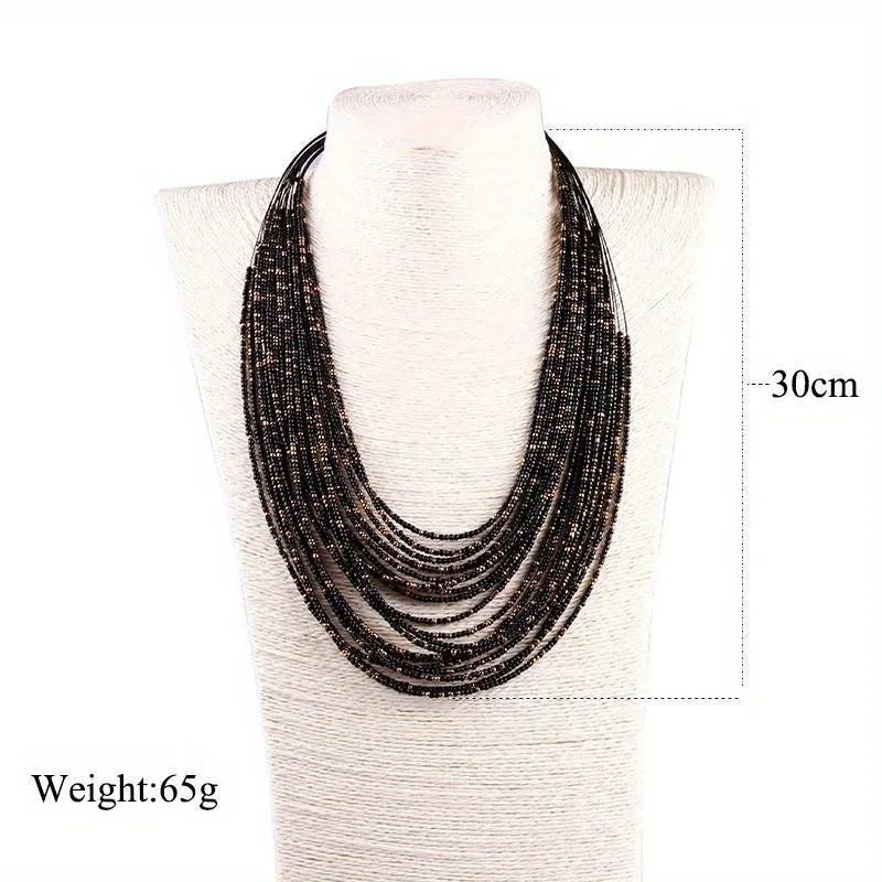 African Acrylic Bead Bohemian Multilayer Statement Necklace Beaded Statement Necklace Babs