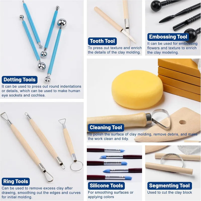 61-Pc Clay Sculpting Tool Kit with Case | Pottery & Carving Clay Sculpting Kit Babs