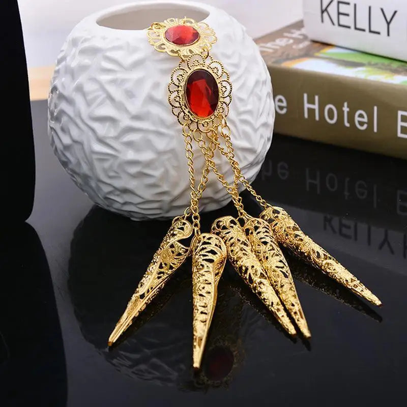 2pcs Belly Dance Gypsy Egyptian Bracelet Gold Finger Nails Dance Costume Jewelry Babs