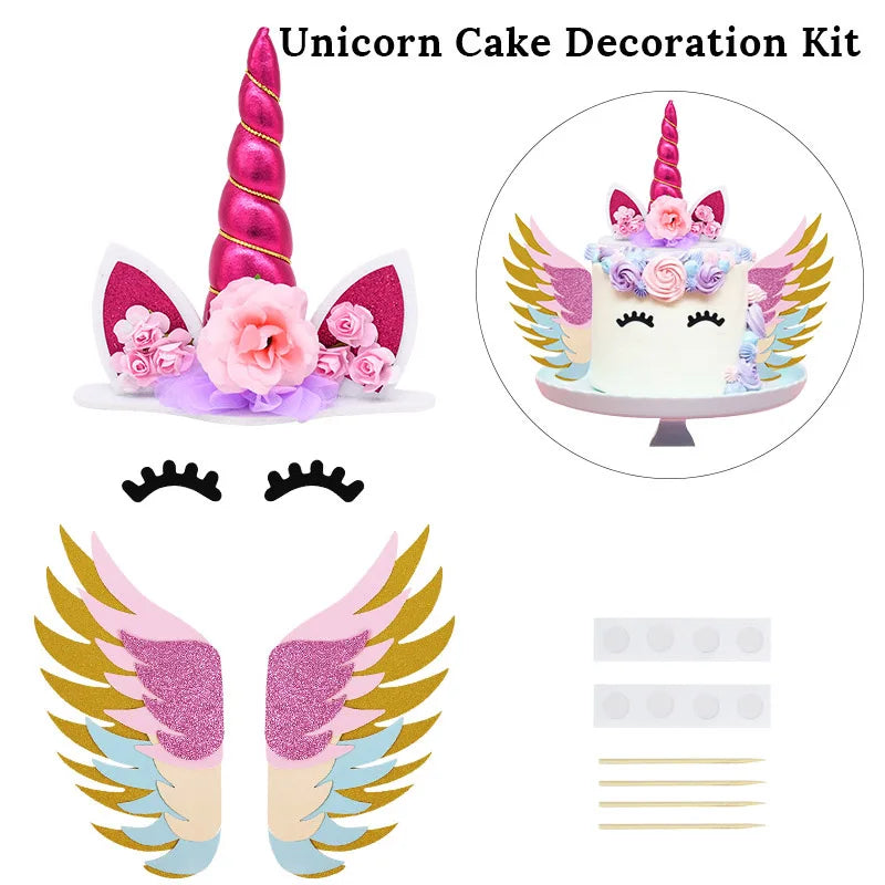 Rainbow Unicorn Cake Topper – Birthday & Baby Shower Decor Cake Topper Babs Set5