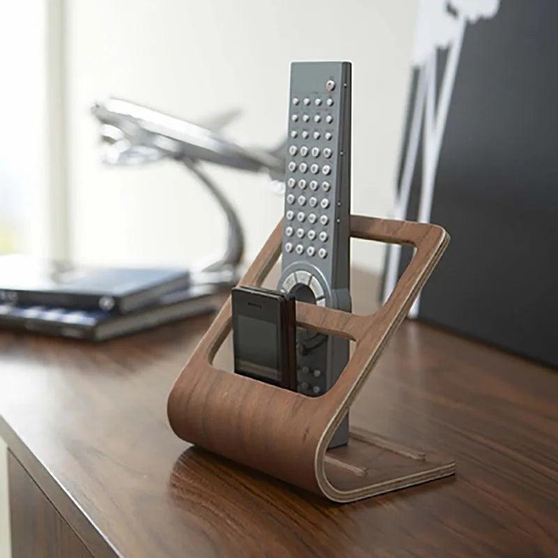 Wood Remote Control & Desk Organizer Stand – Dual Slot Desktop Organizer Stand Babs