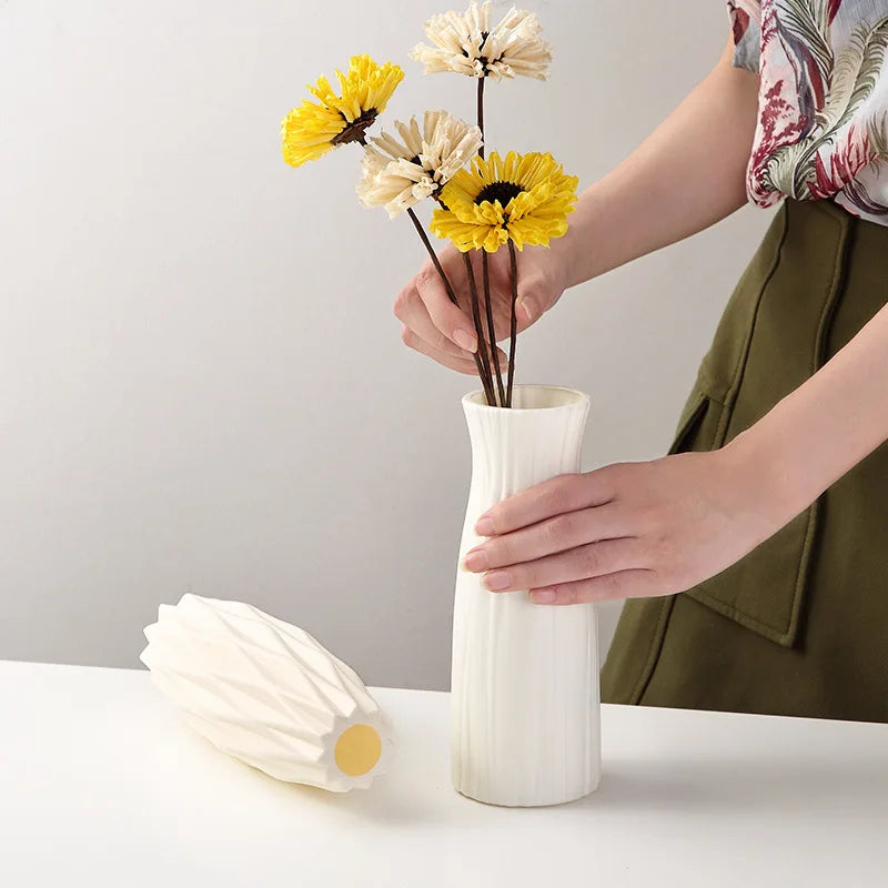 Modern Nordic Plastic Flower Vase – Tabletop Bouquet Pot Decorative Flower Vase Babs