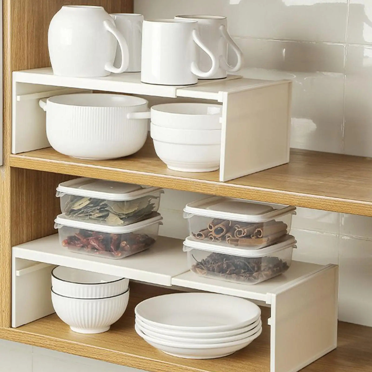 Retractable Kitchen Cabinet Shelf & Spice Rack Organizer Cabinet Shelf Organizer Babs