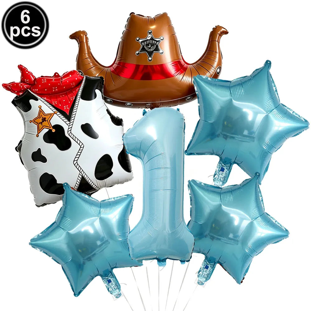 Western Cowboy Foil Balloon Set – 6pc Birthday Party Decor Party Foil Balloons Babs MINT GREEN As pictures show