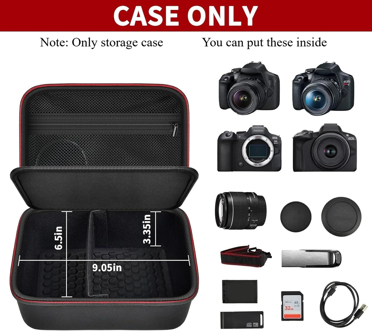 Compact Camera Bag for Canon EOS R100 R50 Mirrorless Travel Case Camera Travel Case Babs