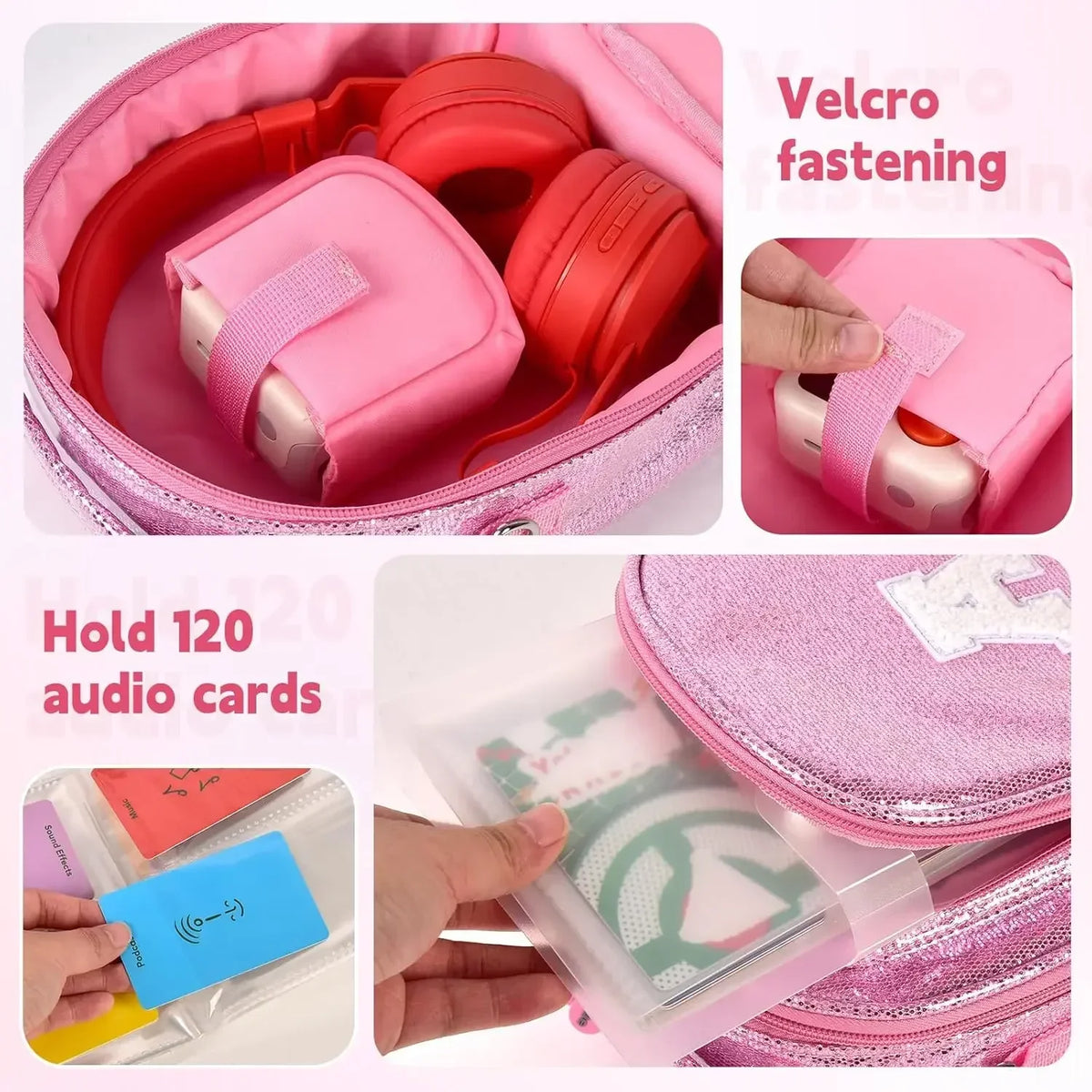 Paiyule Pink Case for Yoto Mini Player 2024 – Holds 120 Cards Kids Player Travel Case Babs
