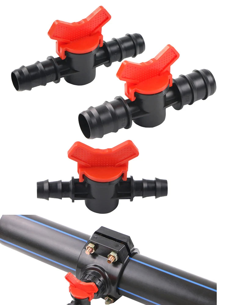 PP Ball Valve Connector for PE Pipe 16mm 20mm 25mm PN4 Drip Irrigation Valve Babs
