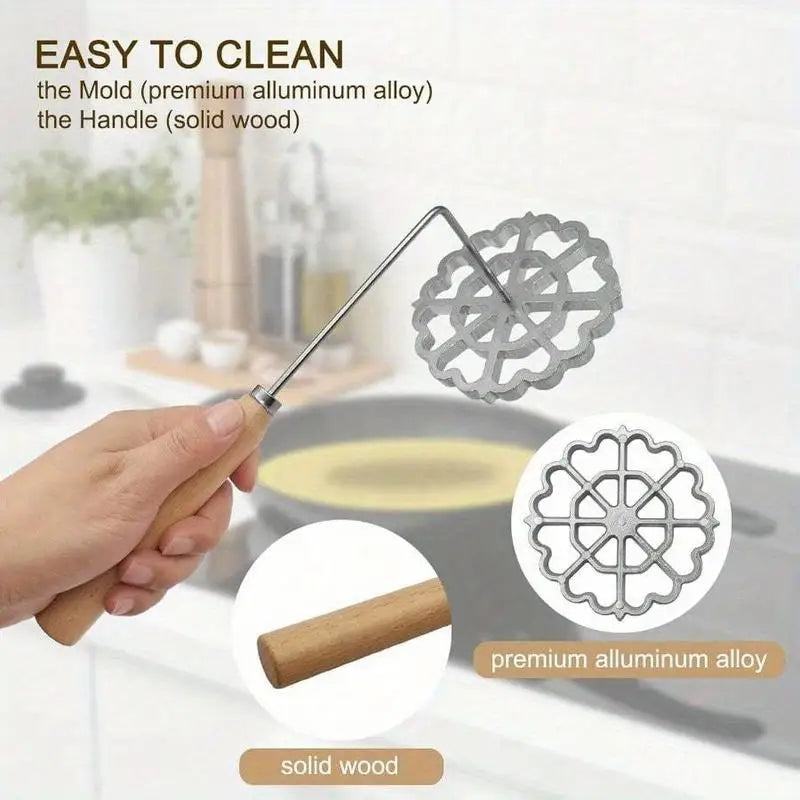 Bunuelos Rosette Mold 4.7" Non-Stick Achappam Timbale Mold Baking & Frying Mold Babs