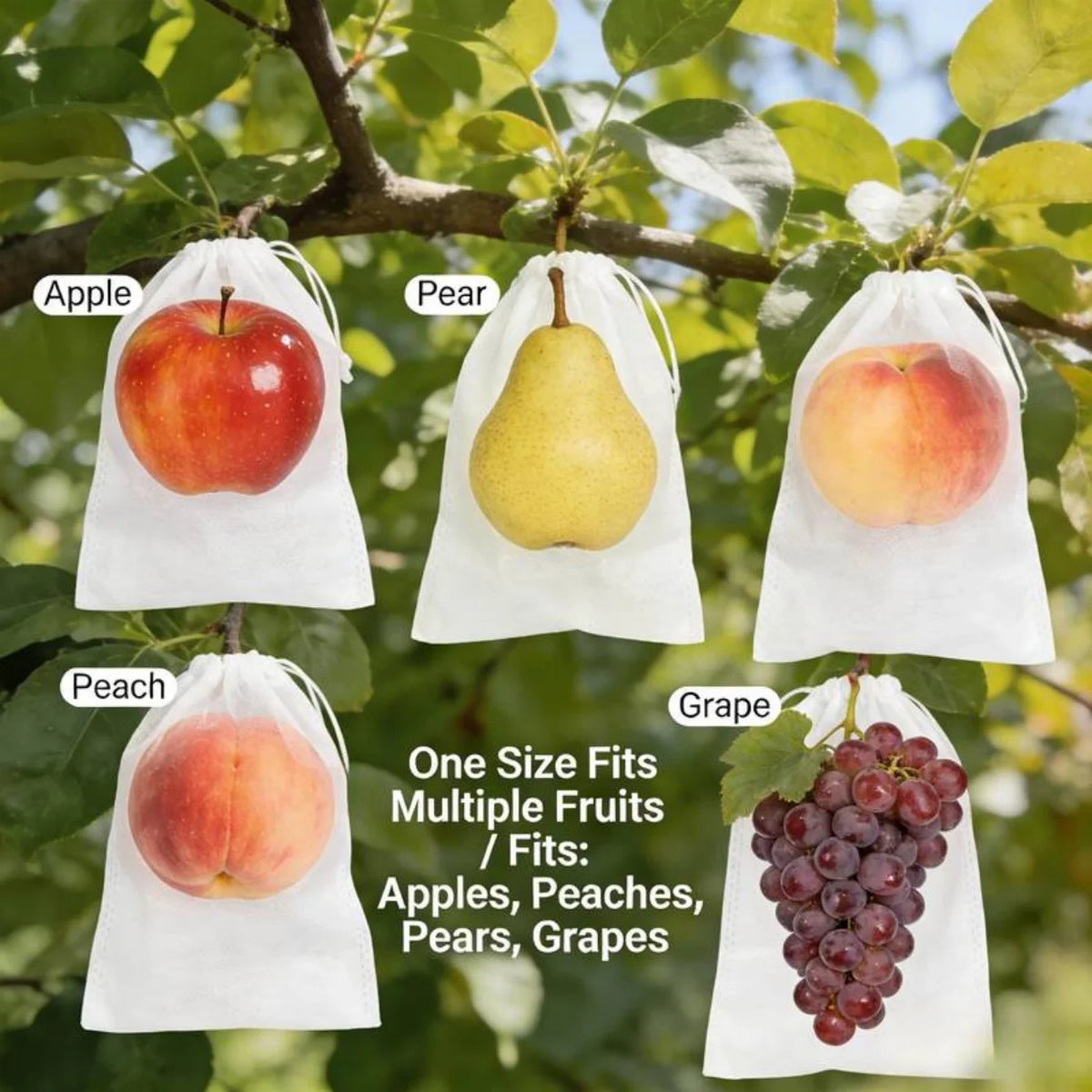 50/100Pcs Fruit Protection Bags – Mesh Netting with Drawstring Fruit Protection Bags Babs