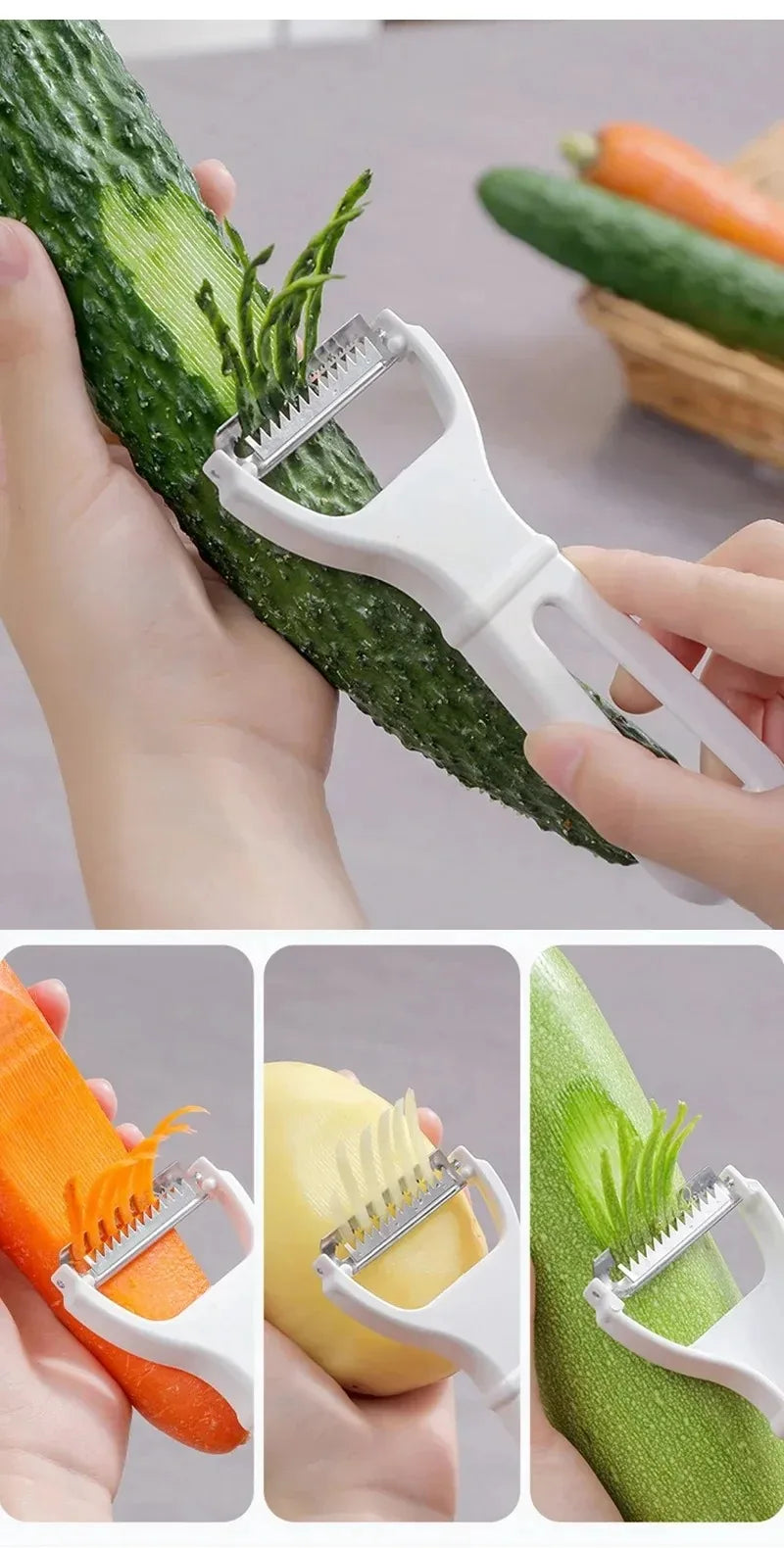 Julienne Peeler & Vegetable Grater – Stainless Steel Slicer Julienne Peeler Grater Babs