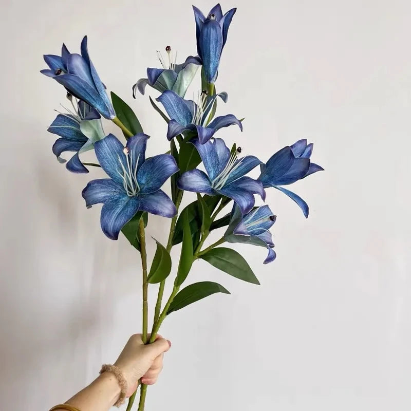 3-Head Real Touch Lily Artificial Flower Branch | European Retro Artificial Flower Branch Babs