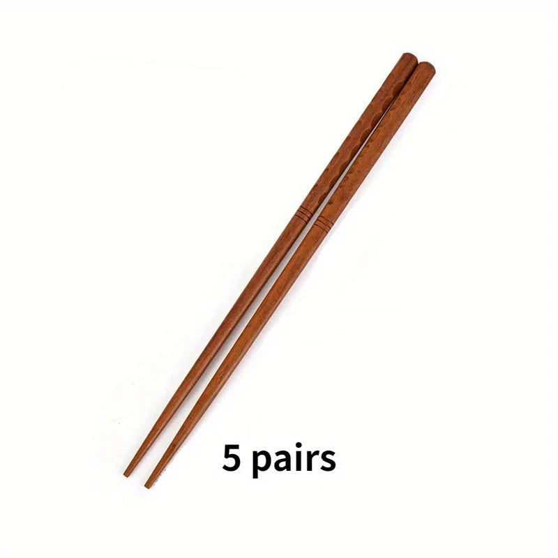 5 Pairs Japanese Hand-Carved Ironwood Chopsticks | Non-Slip Wooden Chopsticks Babs Line
