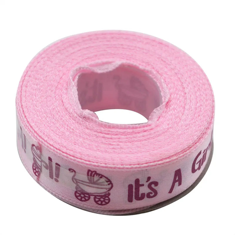 10-Yard Baby Shower Satin Ribbon – Boy or Girl Printed DIY Decorative Satin Ribbon Babs pink