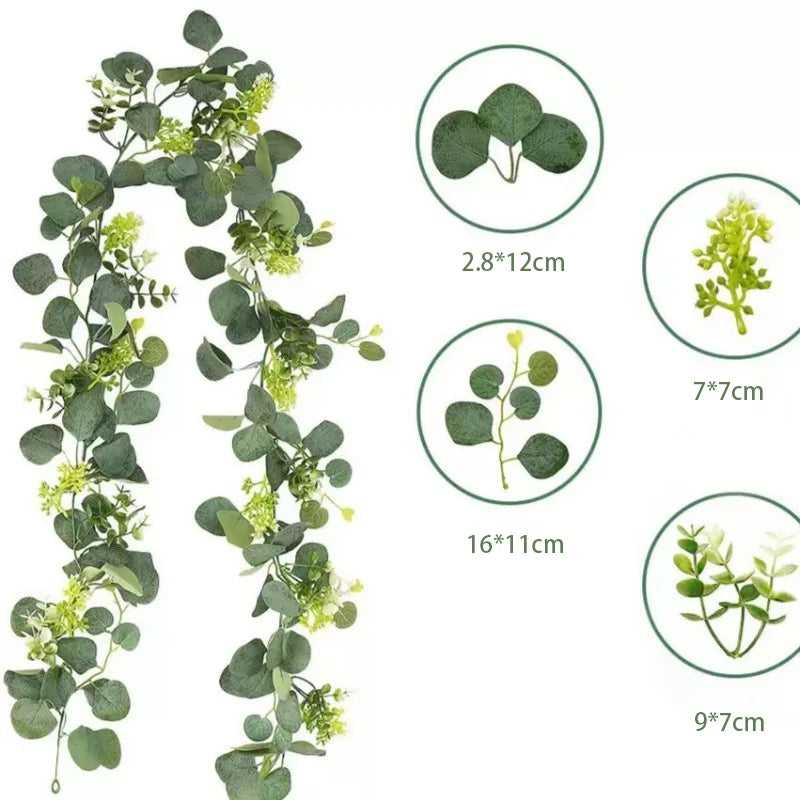 Artificial Eucalyptus Hanging Wreath – Silk Vine Wall Decor Artificial Wreath Babs 02 1Pcs