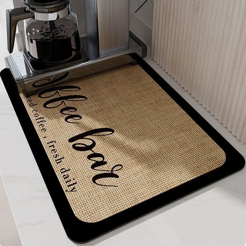 Diatom Mud Coffee Machine Mat – Quick-Dry Dish Drying Pad Dish Drying Mat Babs Dark Coffee 50X60CM