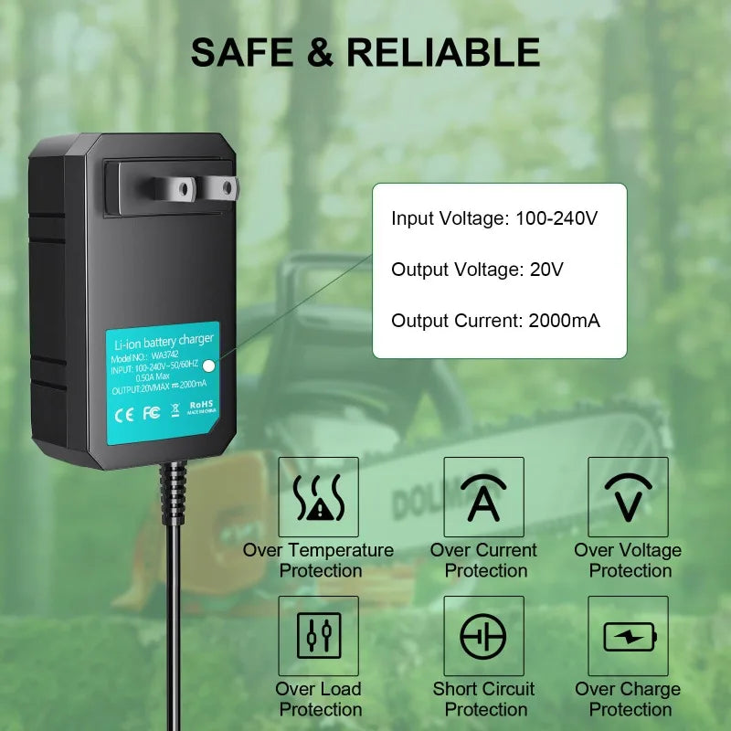 WA3742 Rapid Charger for WORX 20V Lithium Batteries – LED Portable Battery Charger Babs