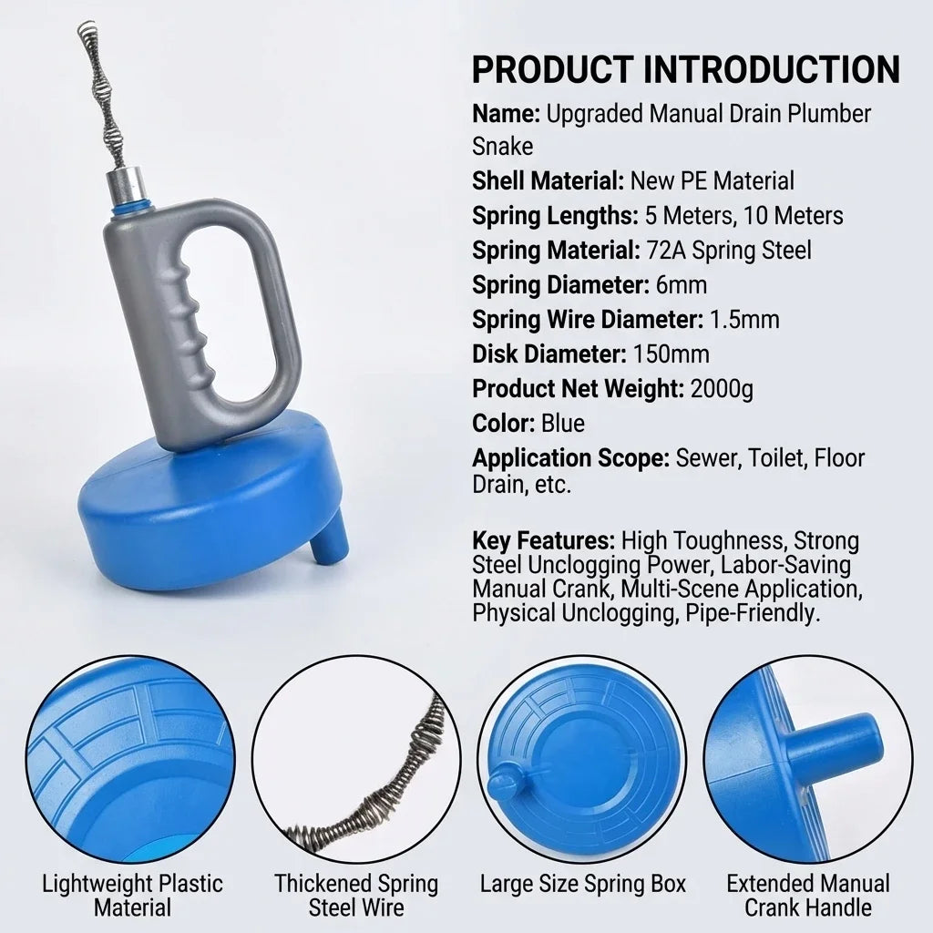 Extendable Drain Snake Unblocker 5M/10M – Sink & Toilet Drain Snake Tool Babs