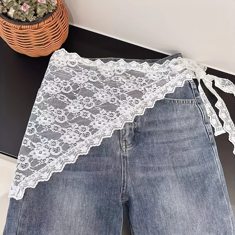 Lace Mesh Hair Scarf & Waistband for Women | All Seasons Lace Hair Accessory Babs WHITE
