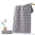 Quick-Dry Cotton Face Towels with Heart Pattern | Babs Cotton Face Towel Babs 1Pc Grey
