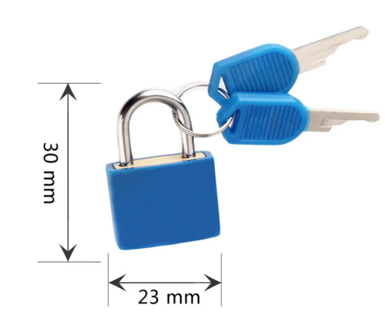 Mini Steel Keyed Padlock – Travel Luggage & Diary Lock, 2 Keys Keyed Padlock Babs Blue