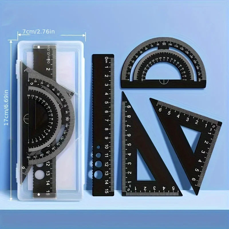 Aluminum Alloy Geometric Ruler Set – Triangle & Protractor Geometric Ruler Set Babs