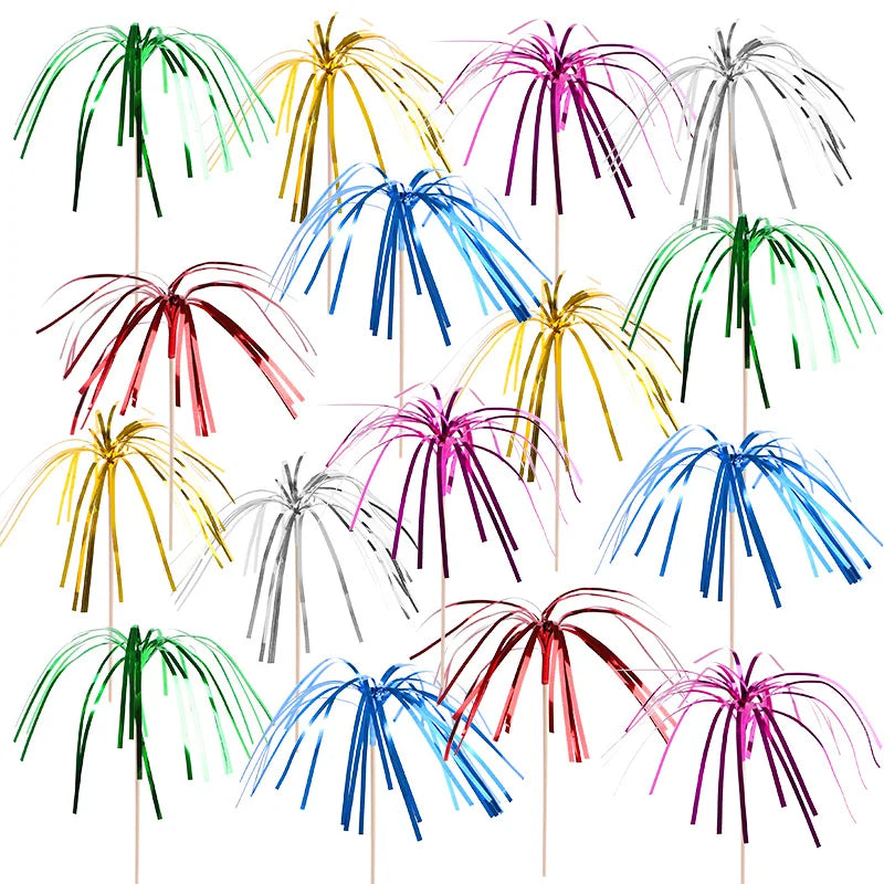 50Pcs Tassel Fireworks Cake Toppers & Cocktail Picks for Parties Party Cake Toppers Babs