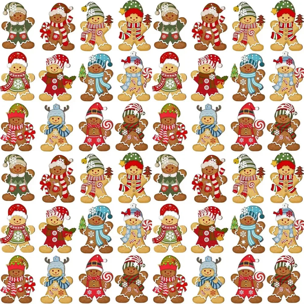 Wooden Gingerbread Man Christmas Ornaments Set of 12 – DIY Xmas Christmas Tree Ornaments Babs 48pcs