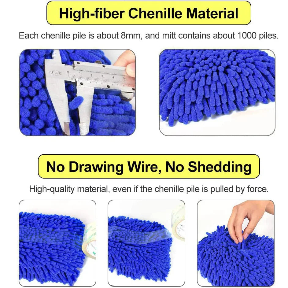 Chenille Car Wash Mitt – Scratch-Free Microfiber Glove Car Wash Mitt Babs