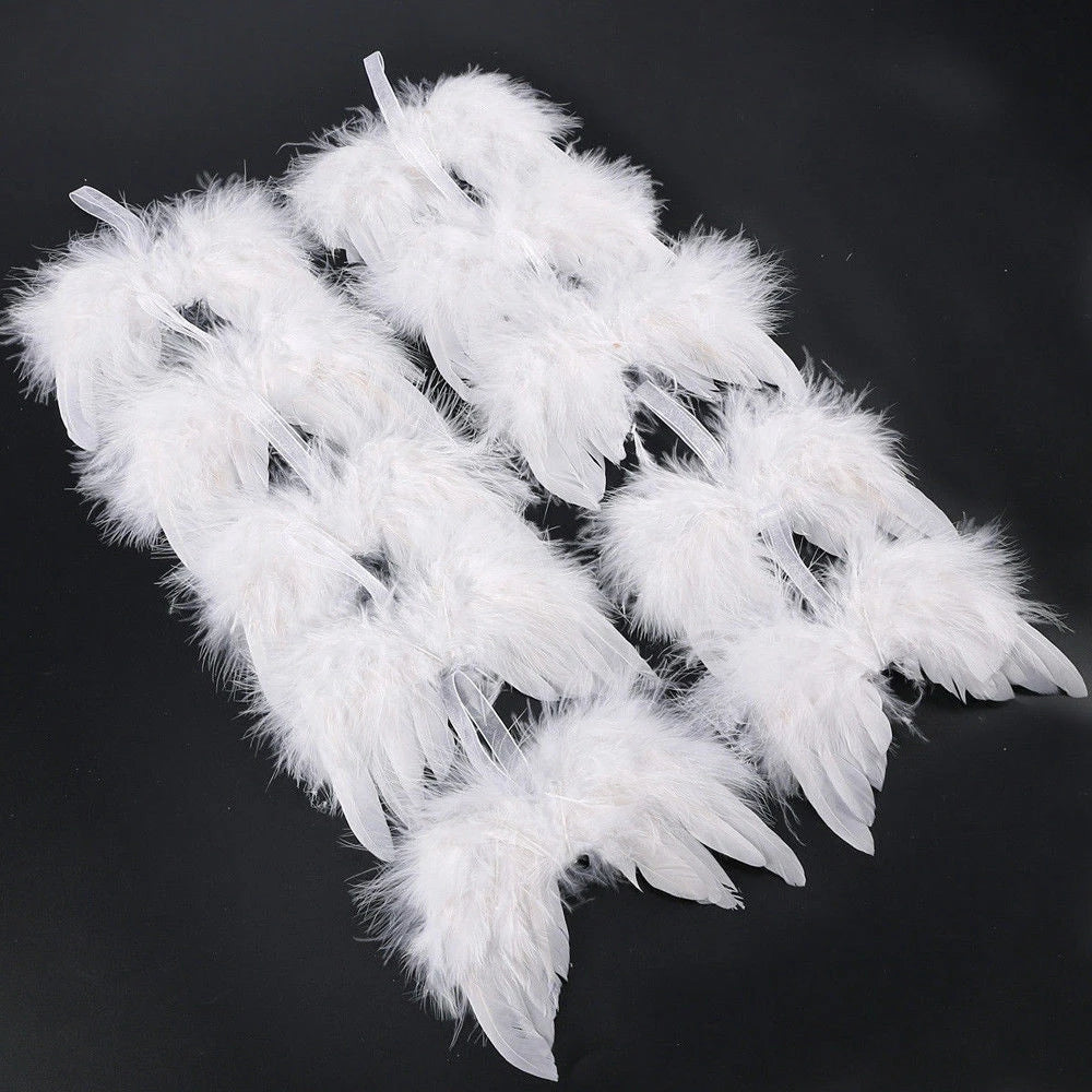 10Pcs Feather Angel Wings Ornaments – Christmas & Wedding Decor Holiday Ornaments Babs