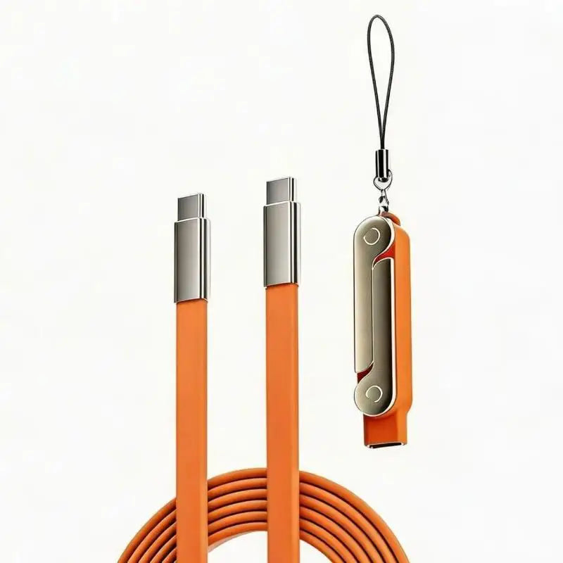 240W USB-C Fast Charging Cable with Foldable Bracket Stand USB-C Charging Cable Babs Orange