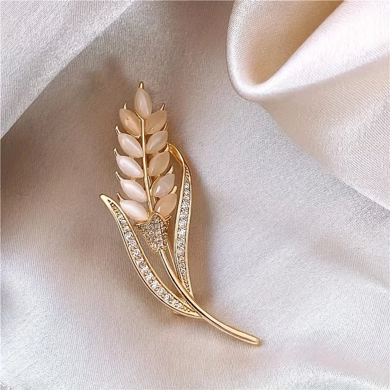 Elegant Wheat Crystal Brooch – Rhinestone Suit Coat Pin Crystal Brooch Pin Babs 1pc